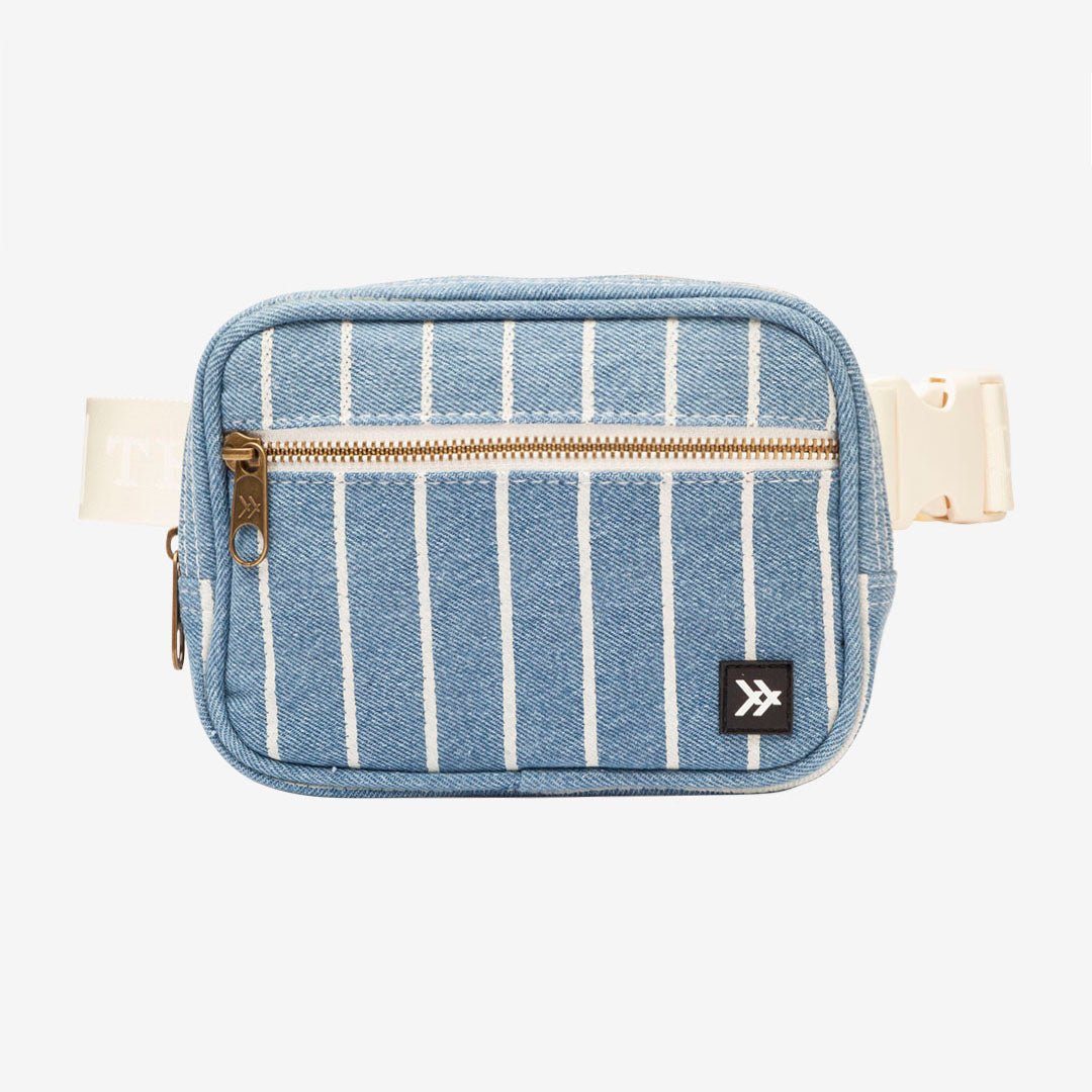 Blue striped fanny pack