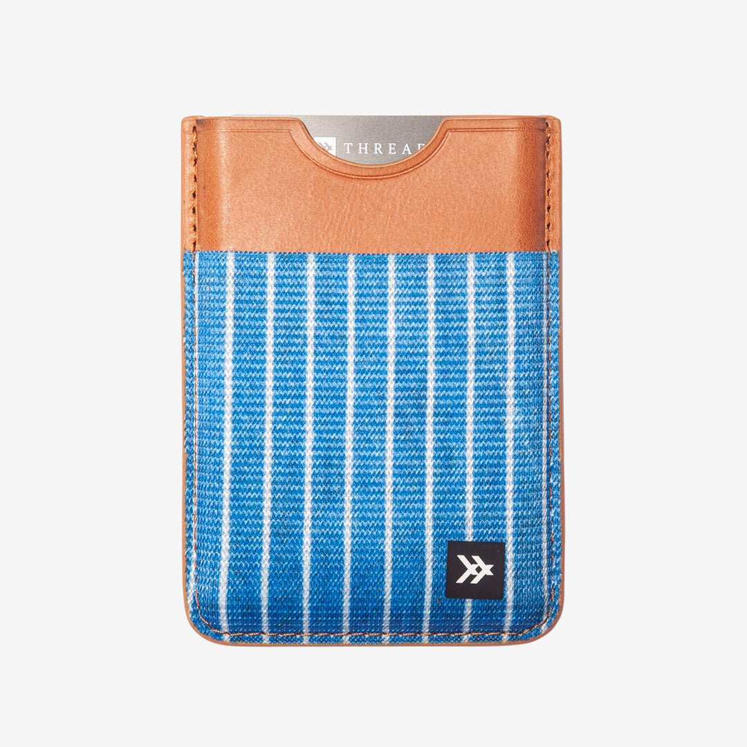 Blue pin-striped magnetic wallet