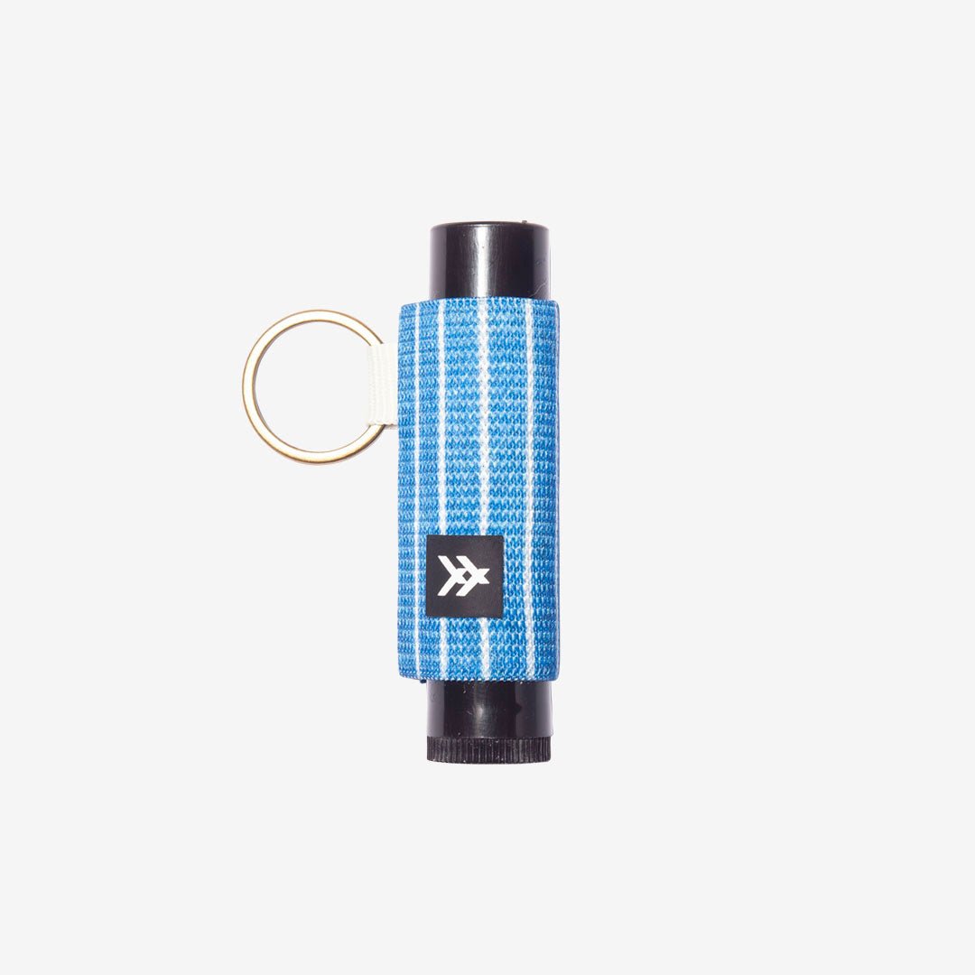 Blue pin-striped lip balm holder