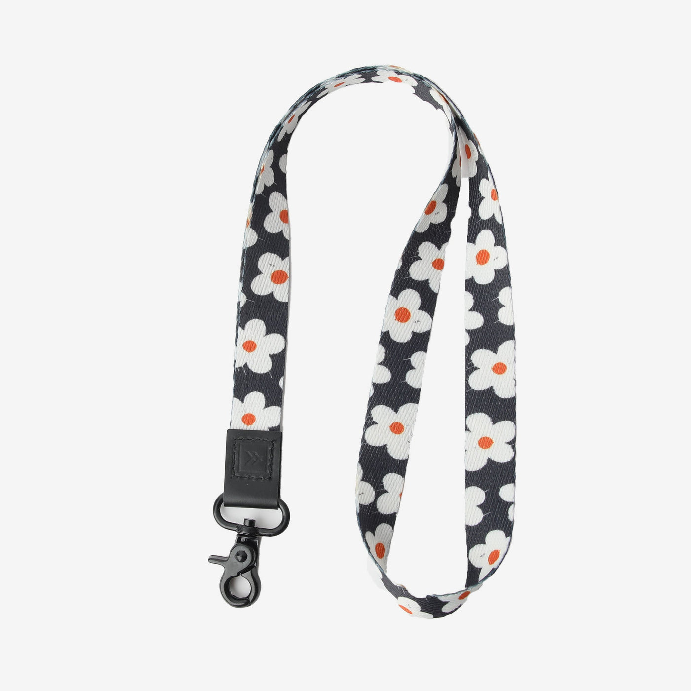 Black and white floral neck lanyard