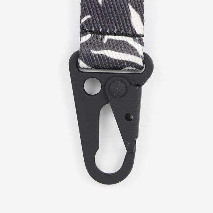 Black and white leaf botanical keychain clip