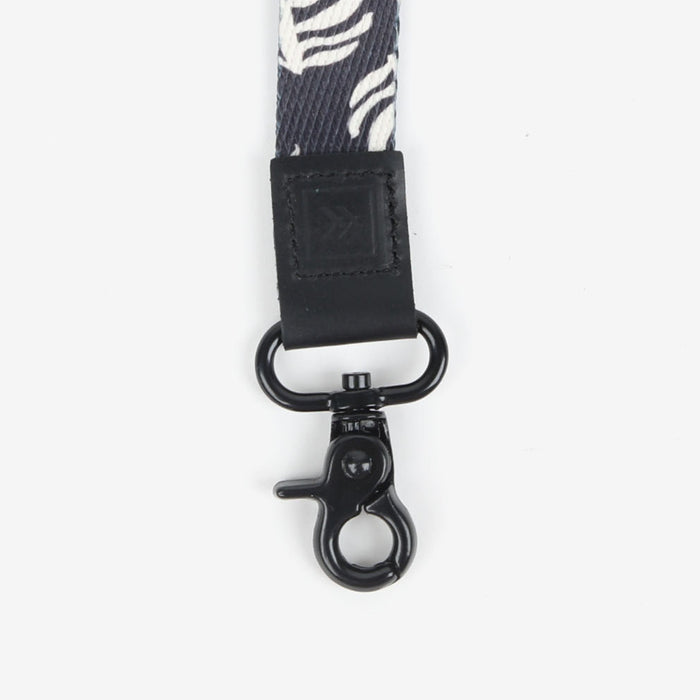 Black and white leaf botanical neck lanyard