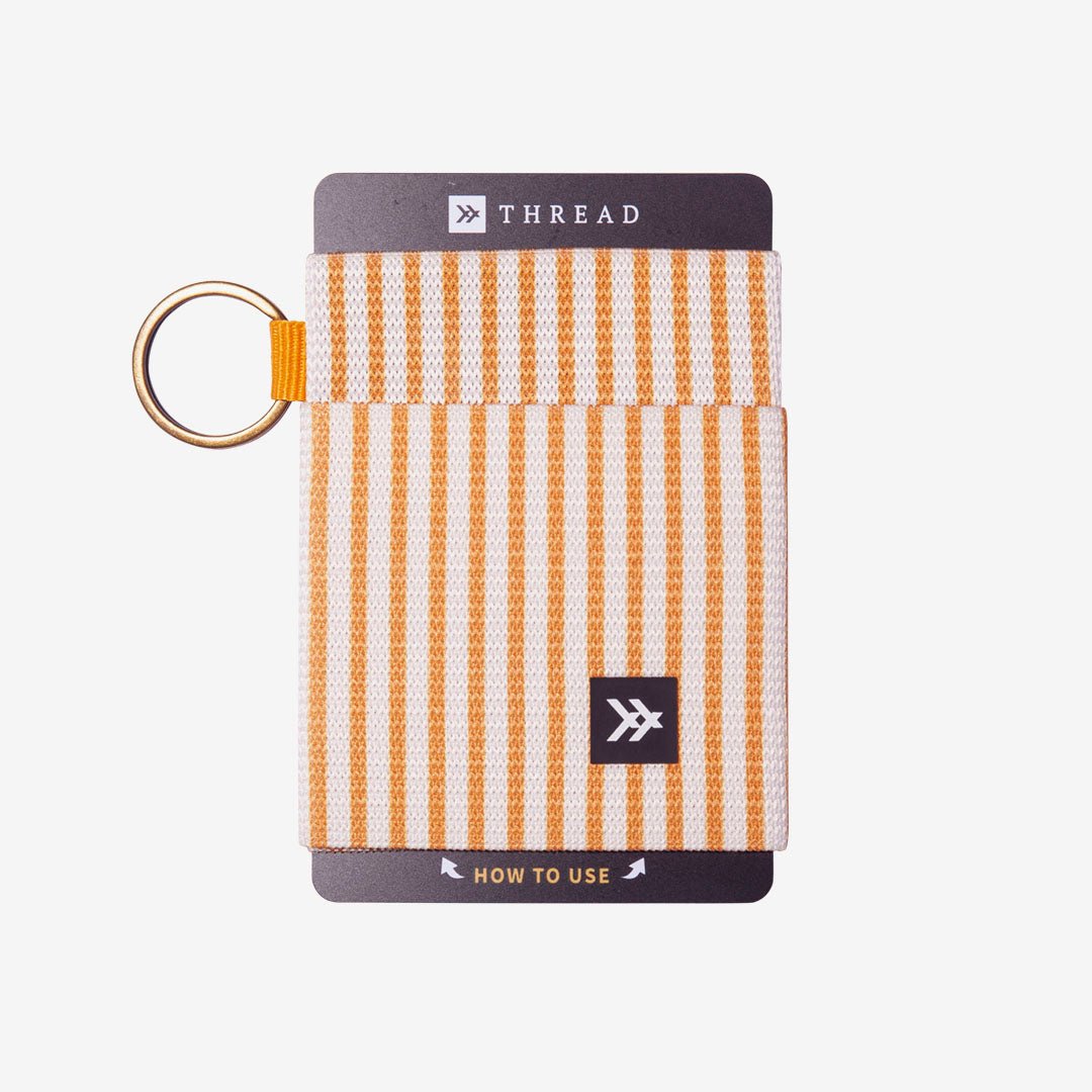 Orange and cream striped elastic wallet