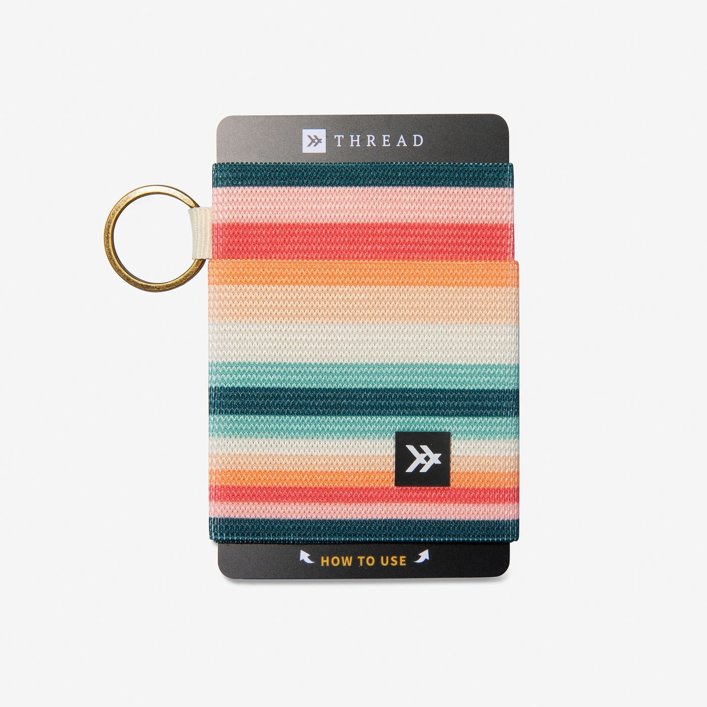 Jewel-tone striped elastic wallet