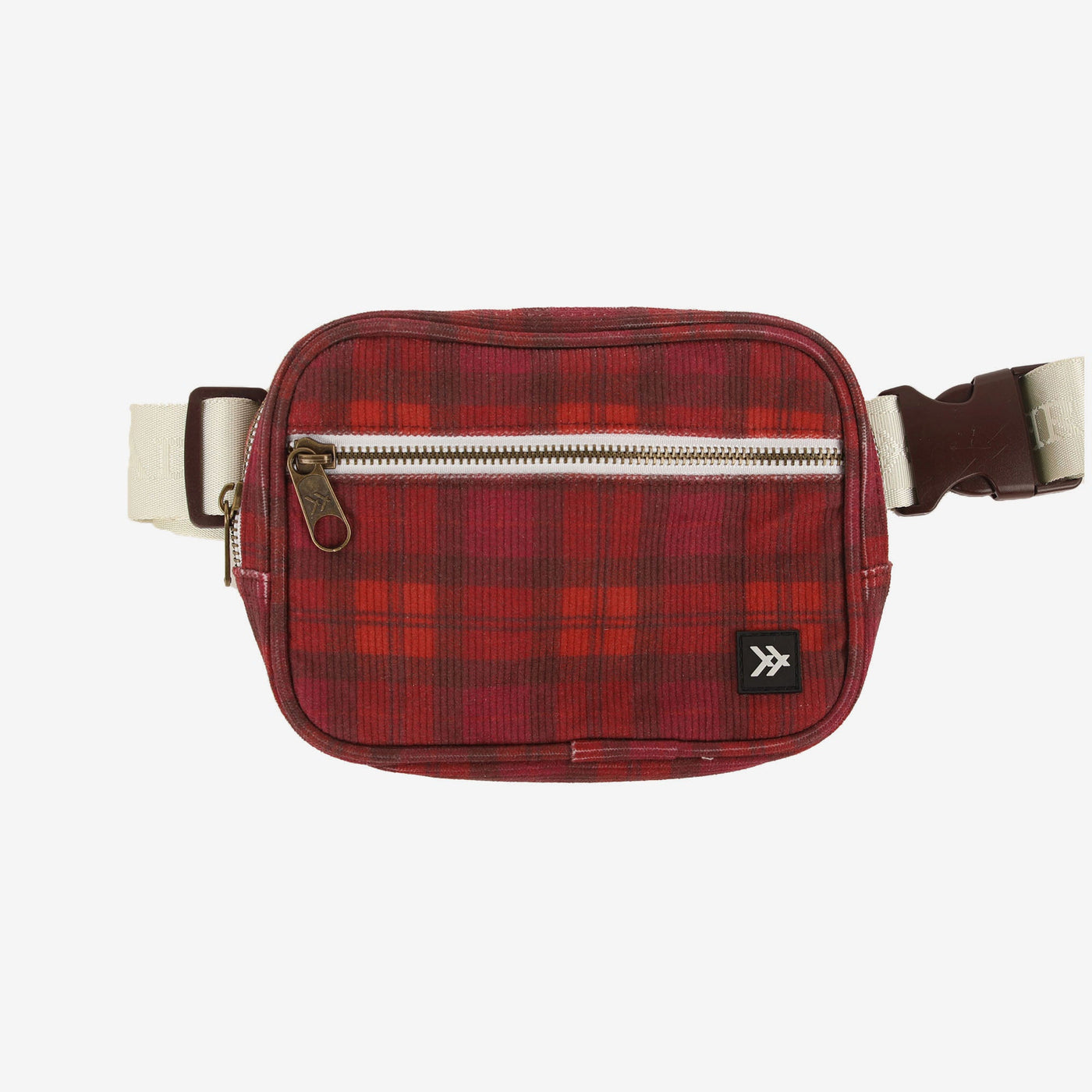 Red plaid corduroy fanny pack