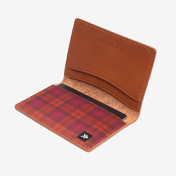 Red plaid bifold wallet