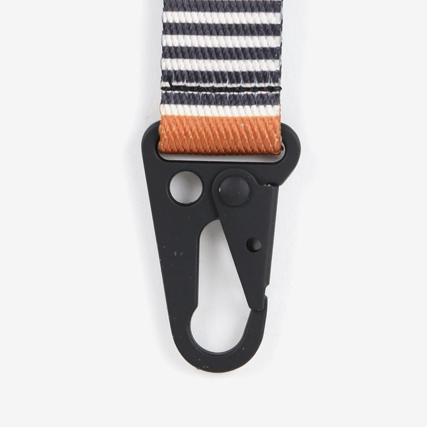 Black, white, and brown striped keychain clip