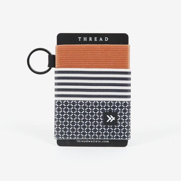 Black, white, and brown striped elastic wallet