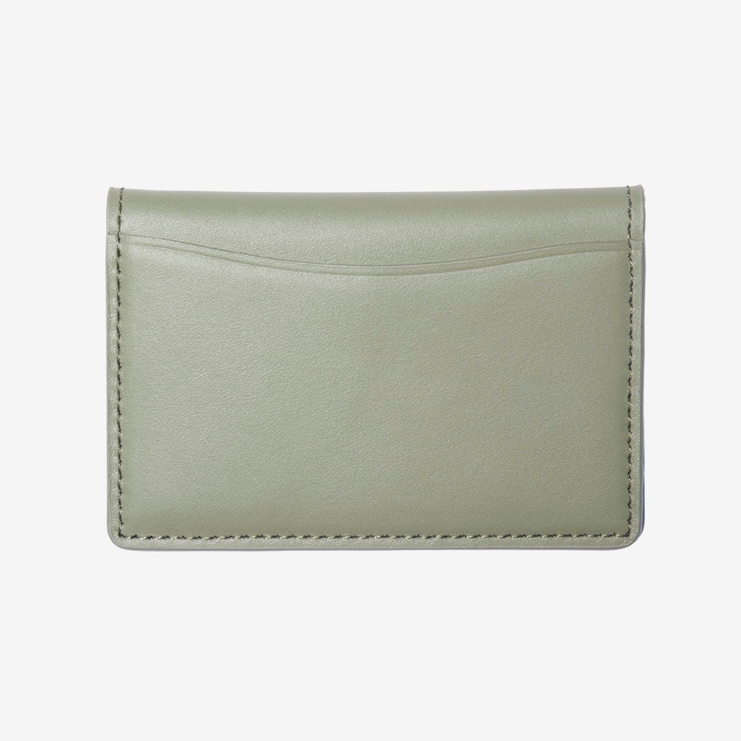 Green and cream checker leather bifold wallet