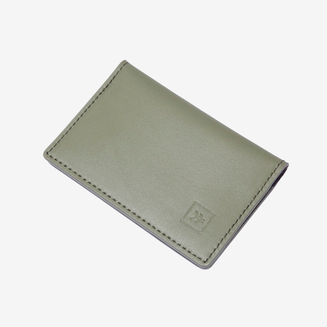 Green and cream checker leather bifold wallet