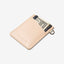 Cream leather vertical wallet with pink and white floral elastic