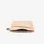 Cream leather vertical wallet with pink and white floral elastic