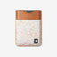 Brown leather magnetic wallet with pink and white floral elastic