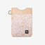 Cream leather vertical wallet with pink and white floral elastic